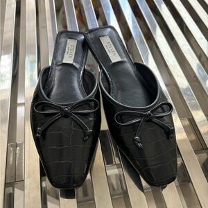 Steven by Steve Madden Black Croc-Embossed Women's Mules